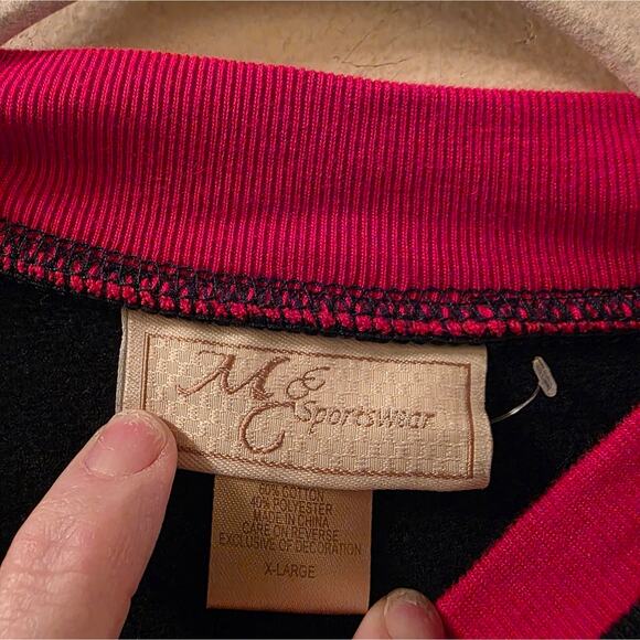 Vtg Dog Embroidered Double Collared Crewneck Sweatshirt Size XL Grandma Read - Picture 5 of 8